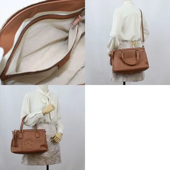 Gucci Soho Bag Leather Brown Tote Bag 2way Shoulder Bag - Picture 5 of 5